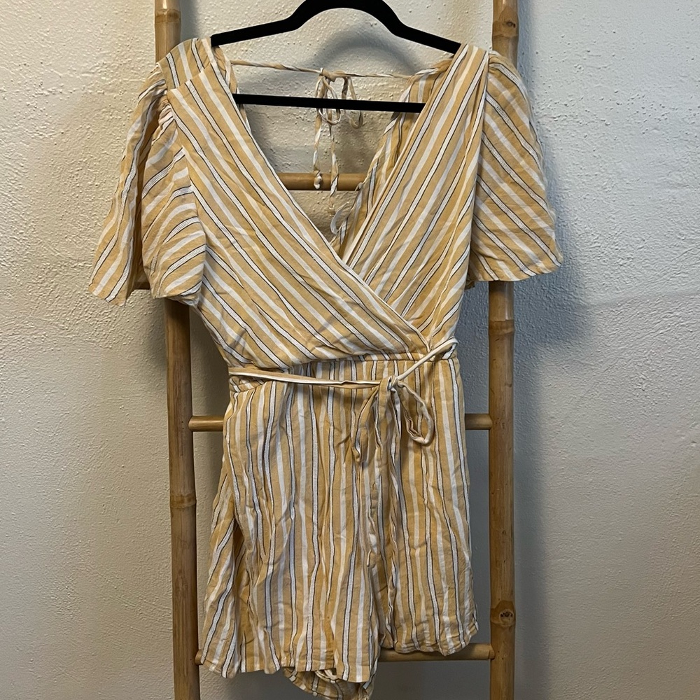 ROW A Pastel yellow striped romper (DONATING 3/1)